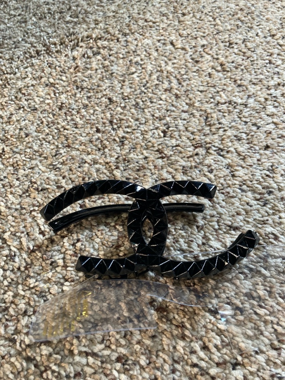 Black Quilted Logo Hair Clip - Designer Style Women’s Accessory